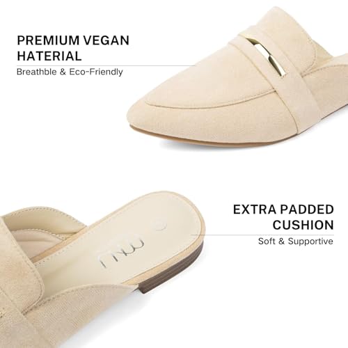 MUSSHOE Comfortable Work Women's Mules - Casual Slip on Black Suede Backless Loafers-Office Business Teacher Dressy Flats 2025 for Professional Women3