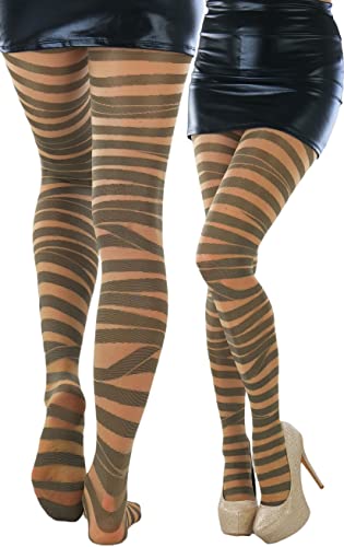 Image of ToBeInStyle Women's Strappy Zig Zag Lace Up Bandage Print Fashion Goth Tights