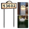 LED Solar Address Sign, Address Numbers Sign for Yard with 2 Colors, Warm White & Cool White, IP 65 Waterproof House Numbers Sign for Outside, Wall Mounted/In Ground Solar House Number kit
