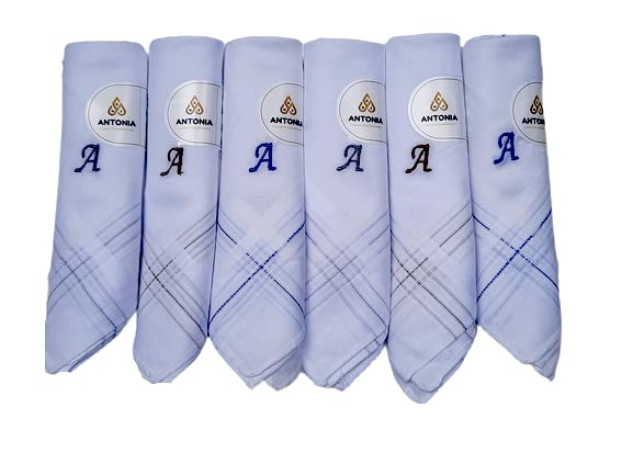 ANTONIAMen's Handkerchief with" A" Alphabet/Initials