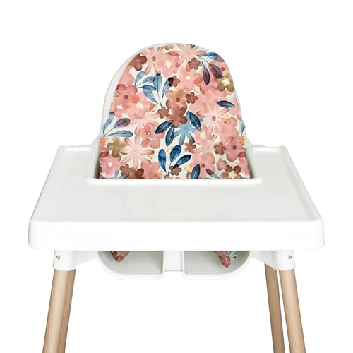 Image of Nibble and Rest Highchair Cushion Cover for Inflatable Cushion, Compatible for IKEA Antilop Highchair, High Chair Accessories Stain-Proof and Wipeable Cushion Cover (Cushion NOT Included)(Pink Posies)