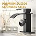Ryuwanku Bathroom Faucet Matte Black Modern Waterfall Bathroom Sink Faucet with Single Handle Suitable for 1 or 3 Holes,Supply Deck Plate and Hose