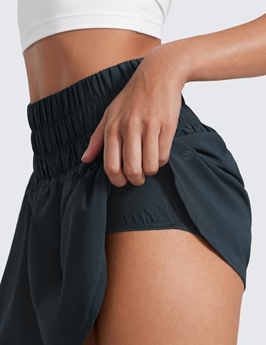 Image of CRZ YOGA Ruffle Skirt Overlay Athletic Shorts | High Waisted, Quick Dry, Lightweight, Flowy, A Zip Pocket, for Women