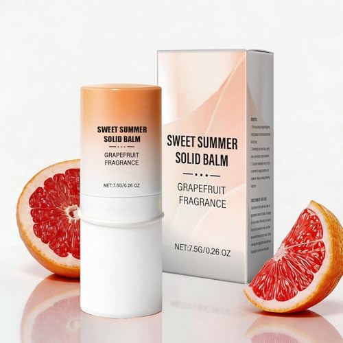 SHLLON Flavored Solid Perfume Stick Portable Travel Perfumes Long Lasting Fragrances Grapefruit Scent - Clean Fresh Zesty Vibrant Energetic Non Sticky Formula-0.26 oz