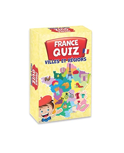 KANGUR Quiz France Villes et Régions Jeu Familial Jeux de Société pour Enfants et Adultes Quiz Jeu de Cartes | 54 Cartes | 7+