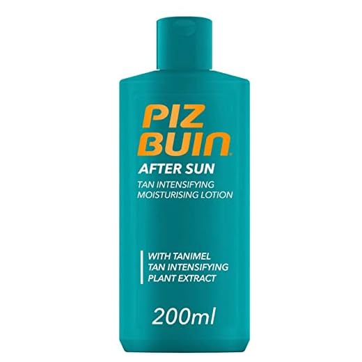 PIZ BUIN After Sun Loción Corporal Hidratante (1 x 200 ml), aftersun con intensificador del bronceado para después de la exposición solar, loción hidratante con Tanimel para prevenir la descamación
