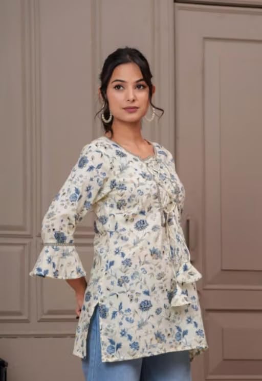 Image of Floral Printed Kurta, Full Sleeve