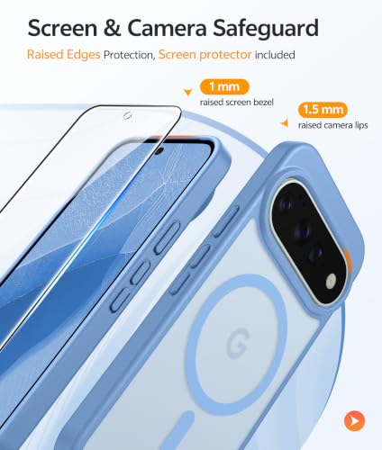 Image of FNTCASE for Google Pixel 11 Pro Case / Pixel 11 Case, with Screen Protector | Fit for Magsafe, Translucent Matte, 14FT Military Grade Drop Protection, Shockproof Protective Phone Cover, Light Blue