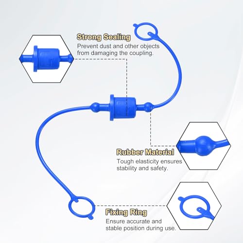 Image of HARFINGTON 2Sets 1 /2 Hydraulic Hose Dust Cap and Plug Kit, ISO-A Male Dust Cap & Female Plug Cover Quick Disconnects Air Coupler Cover Port Plug Fittings with Retention Ring, Blue /Black