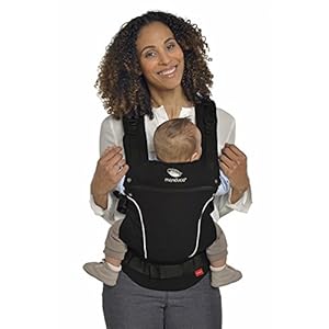 manduca First Babytrage – Babytrage aus Bio-Baumwolle für Neugeborene ab 3,5 kg und Kleinkinder bis 20 kg – ergonomische Kindertrage mit anatomischem Hüftgurt – Einheitsgröße, NightBlack