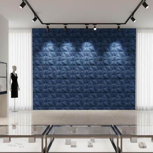 Image of Kayra Decor PVC Wall Panel - PVC Diamond Design, Electric Blue Color 19.7 inch X 19.7 inch (Pack of 18) - Covers 48.51 Sq. Ft.