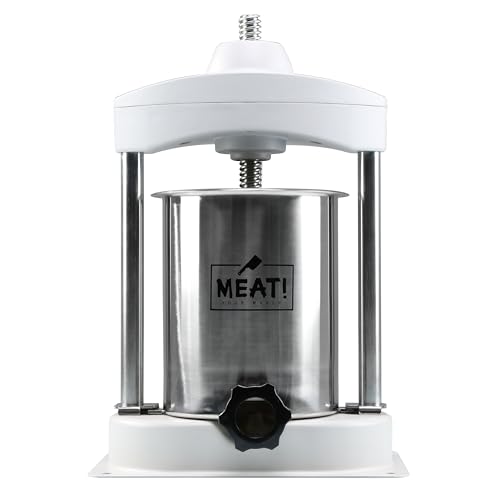 MEAT! 15 Pound Vertical Sausage Stuffer with Stainless Steel Gears, Ergonomic Handle, and a Stuffing Kit with 3 Stuffing Tubes for Sausage Stuffing