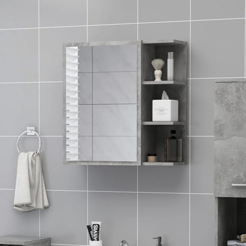 Cinyiqo Armario Espejo baño contrachapada Gris hormigón 62,5x20,5x64 cm, Armario De Baño, Mueble Baño Colgar, Armario Pared Baño, Mueble De Baño, Gabinete De Baño - 803312