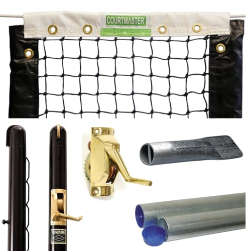 Har-Tru CourtMaster 3 mm DHS Single Braided Tennis Net – Optional Seasonal Court Maintenance Kit