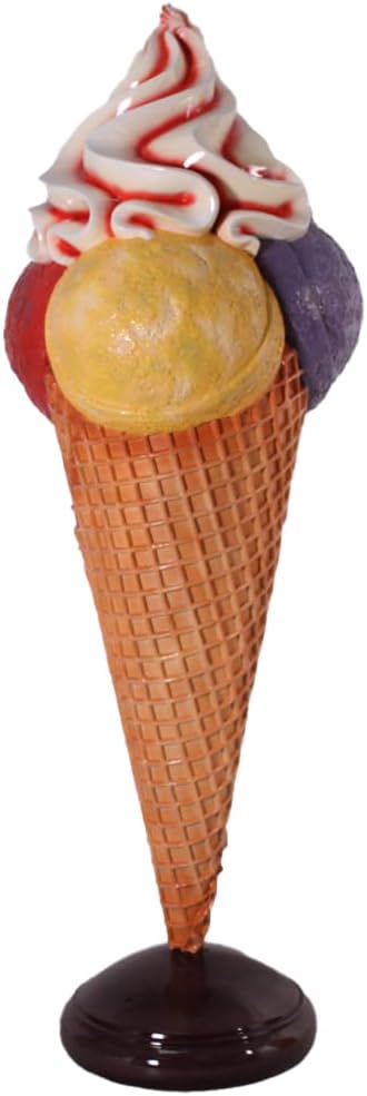 Multi-Colored Three Scoop Ice Cream Over Sized Statue