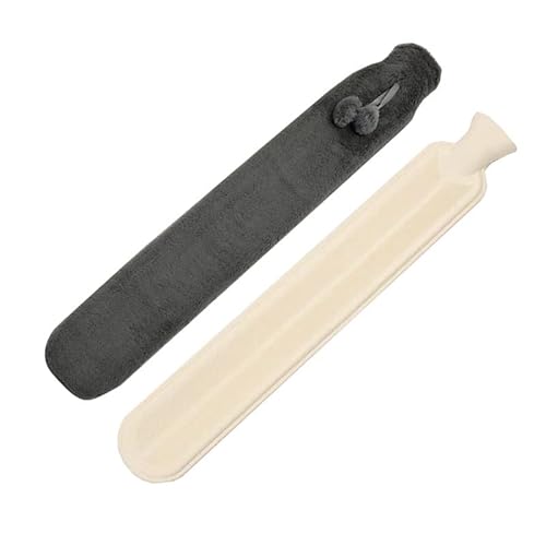 Bouillotte Eau Chaude 1L, Extra Longue Ceinture Bouillottes avec Housse en Polaire Amovible et Lavable, Chauffe-mains Soulagement Pour Période, Ventre, Dos, Cou, Jambes, Chauffe-lit (Gris) Cover