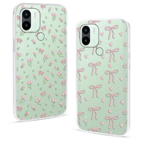 Omyzo 2 Stück Handyhülle für Xiaomi Redmi A1/Redmi A2 Hülle 6 52 Aesthetic Muster Frauen Mädchen Schutzhülle Transparent Weich Silikon TPU Stoßfest Kratzfest Case für Redmi A1/Redmi A2