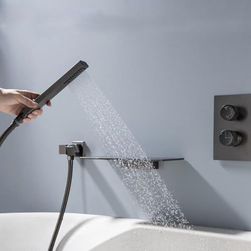 Robinet mitigeur cascade gris avec douche fini les éclaboussures - 6