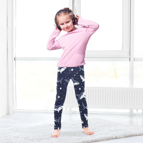 Cute Sharks Girls' Leggings Toddler Doodles Stars Kids Yoga Pants Dance Active Tights 4T4