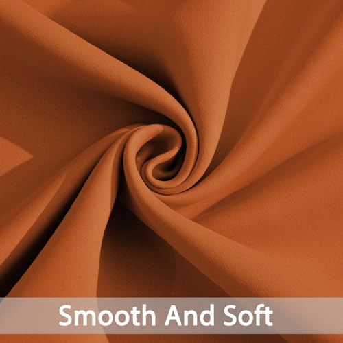 Yakamok Room Darkening Orange Blackout Curtains Thermal Insulated Grommet Curtain Panels for Bedroom, 52W x 63L, Burnt Orange, 2 Panels