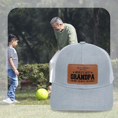 Image of Men's Hat Gifts - Men Cap Gifts for Christmas Father's Day Birthday Trucker Hat Leather Pattern Baseball Cap