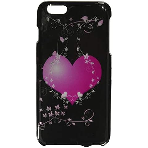 Eagle Cell Apple iPhone 6 Plus Glossy 2D Image - Retail Packaging - Black/Pink Heart Cover