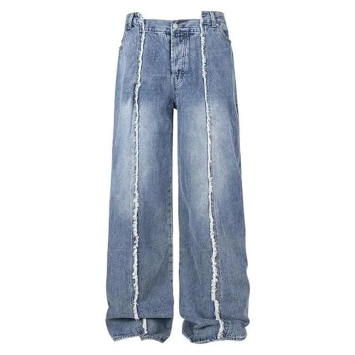 Men's Casual Trousers, Distressed Wash, Wide Leg Straight Pants, American High Street Style2