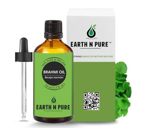 Image of Earth N Pure Brahmi Oil for Hair, Cold Pressed, Natural and Therapeutic Grade With Glass Dropper - 50 ML