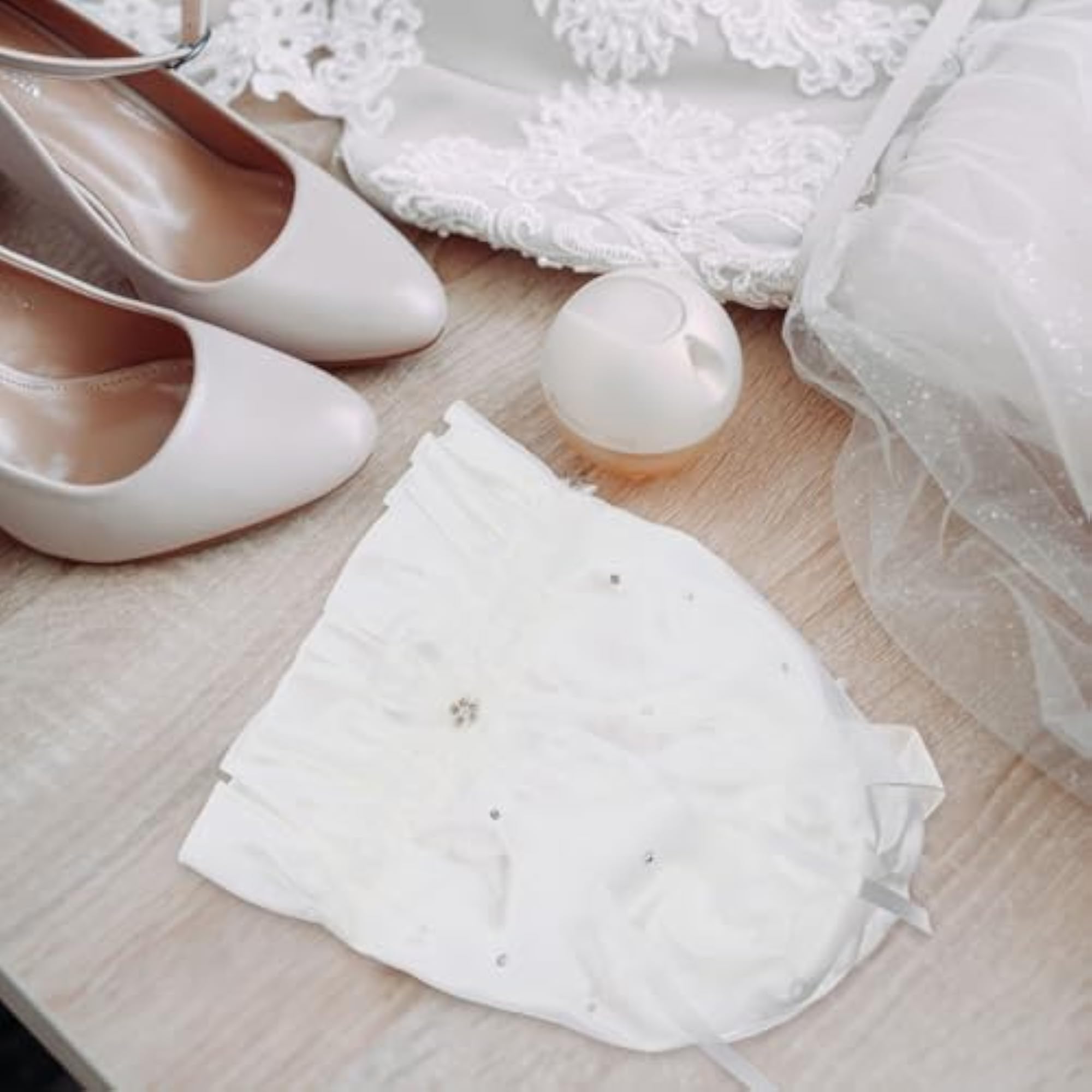 Satin Drawstring Bridal Money Bag with Pearl Decoration