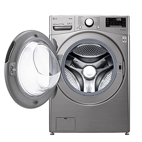 Lava e Seca Smart LG 17kg Aço Escovado com Conectividade Wi-Fi ThinQ - WD17SV2S6B - Motor Inverter
