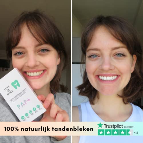 Love2smile PAP+ Premium strips - Whitening Strips - De Natuurlijke tandenbleker van Nederland & België - Goedgekeurde Tandenbleek Strips - Teeth Whitening Strips - Wittere Tanden - Zonder Peroxide - Image 3