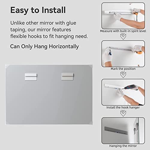 Mirrorons Frameless Mirror, Wall Mirror 48" X 32", Modern Rectangle Bathroom Mirrors For Wall With Polished Edge, Hangs Horizontally Only. Entryways, Bathroom, Gym. #TOP4