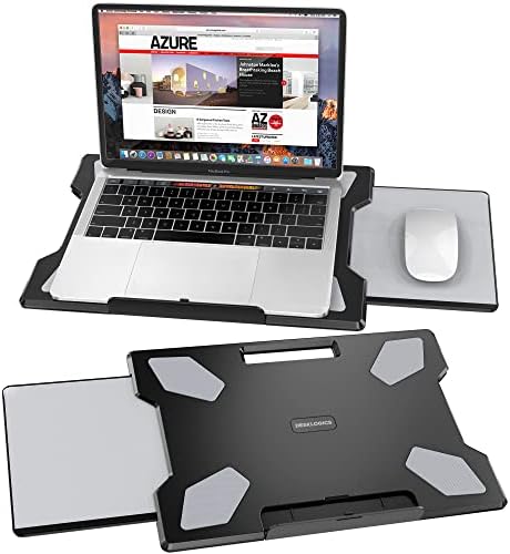 Laptop Lap Desk for Bed, DeskLogics Portable Bed Laptop Desk Stand for Couch, Sofa, Home, Office, Travel, Writing - Anti-Slip Heat Shield - Retractable Left/Right Mouse Pad, Gift Ideas