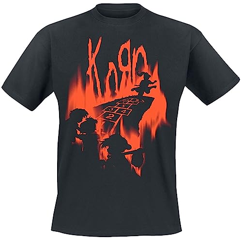 Korn Hopscotch Flame Unisex T-Shirt schwarz XXL 100% Baumwolle Band-Merch Bands