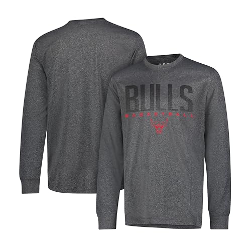 Ultra Game NBA Official Men’s Super Soft Game Day Long Sleeve T-Shirt - Unisex, Chicago Bulls, Heather Charcoal, Medium