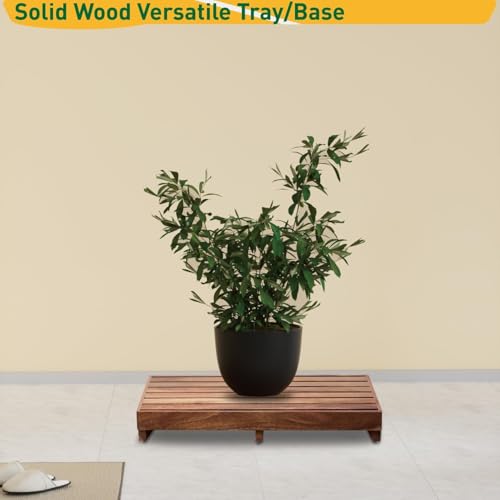 Image of Wooden Step Platform 3.8 inch Height, Outdoor Steps with Non-Skip Pads for Seniors, Acacia Wood Step Stools for Adults, Stool for Bed (No Assembly Required)