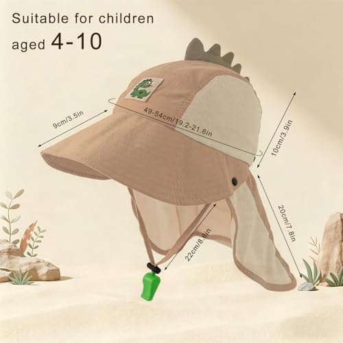 Image of SNOWIE SOFT Wide Brim Sun Hat for Kids Girls with Neck Flap Shawl, UPF 50+ Adjustable Chin Strap Sun Protection Hat for Girls 2-10 Years Old, Summer Breathable Sun Visor Hat Windproof Beach Hat