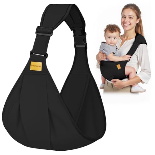 AOOWU Fascia Porta Bambino, Morbido Laterale Fascia Neonato, Fascia Porta Bebe Regolabile, Portatile Ergonomico Marsupio Neonato, per 0-36 Mesi, Capacità di Carico Massima di 25 Kg