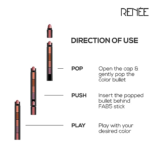 Image of RENEE Fab 5 Nude 5 in 1 Lipstick 7.5gm - Five Shades in One -long Lasting, Matte Finish - Non Drying Formula With Intense Color Payoff - Compact & Easy to Use (Pack of 2)