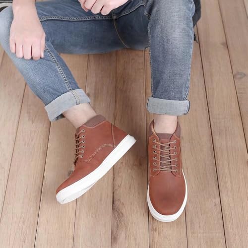 Image of Arkbird Casual Sneaker Boots, High-Top Sneakers Lace-up Leather Chukka Shoes for Men