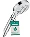 Produktbild hansgrohe Crometta 100 - wassersparender Duschkopf 9 l/min (EcoSmart), Handbrause mit 4 Strahlarten, runde Duschbrause (100 mm), Sparduschkopf mit Antikalk-Funktion, Weiß/Chrom, 26827400