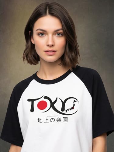 Image of JUNEBERRY Round Neck Drop Shoulder Round Neck Black & White Graphic Printed Pure Cotton Oversized Baggy Fit Half Sleeve T-Shirt for Women & Girls (Sizes: S to 2XL)