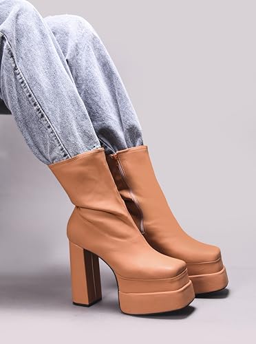 Image of SilverArrow Classy Trendy Comfortable ankel Length Block Heel Zipper Boots for Womens & Girls