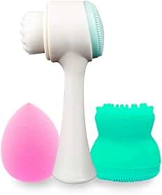 Arte Sedução Kit de Limpeza Facial 2 em 1 + Esponja Anatômica + Esponja de Silicone - Limpeza Profunda, Esfoliante, Melhoria da Circulação Sanguínea, Remoção de Células Mortas