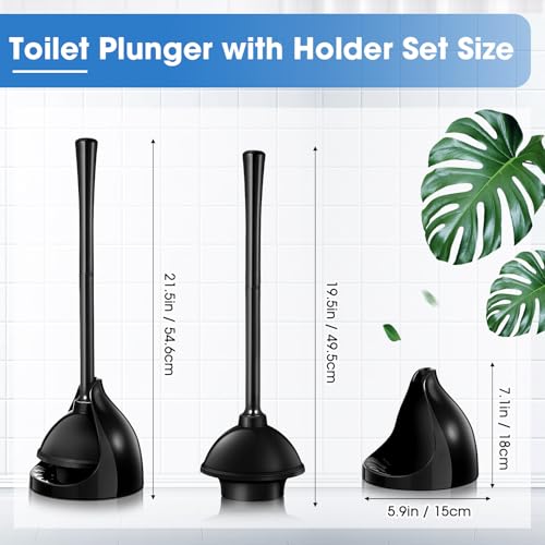 Image of Reallnaive 4 Set Toilet Plunger with Holder Heavy Duty Bathroom Toilet Plunger and Holder Combo