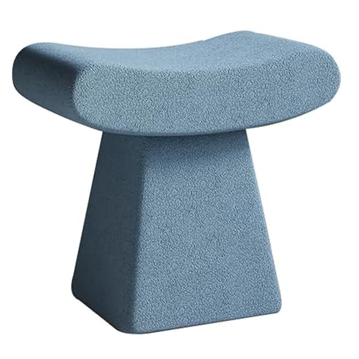 BEABAG Reposapiés Taburete De Maquillaje Taburete De Tocador De Dormitorio Simple para Niñas Silla De Tocador De Banco Estilo Crema Sherpa De Gama Alta(Size:35cm*35cm*36cm,Color:Azul neblina)