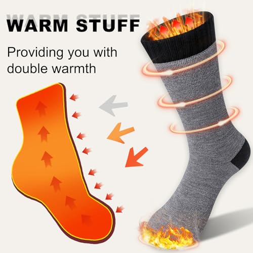 Loritta 2 Pack Merino Mens Wool Socks, Winter Warm Thermal Socks for Men Cold Weather