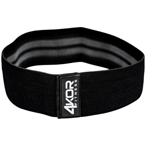 Hip Band by 4KOR Fitness- Resistance Loop Circle Perfect for Dynamic Warm-Ups and Activating Hips and Glutes (Black, Grippy, Large) Cover