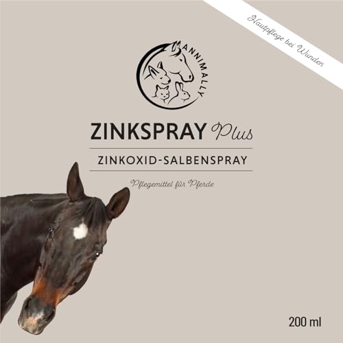 Annimally Zinkspray für Pferde 200ml - Atmungsaktive Wundabdeckung mit Zinkoxid, Lanolin & Allantoin um Abdecken von Wunden - Schutz vor Keimen & Pflege bei Ekzemen