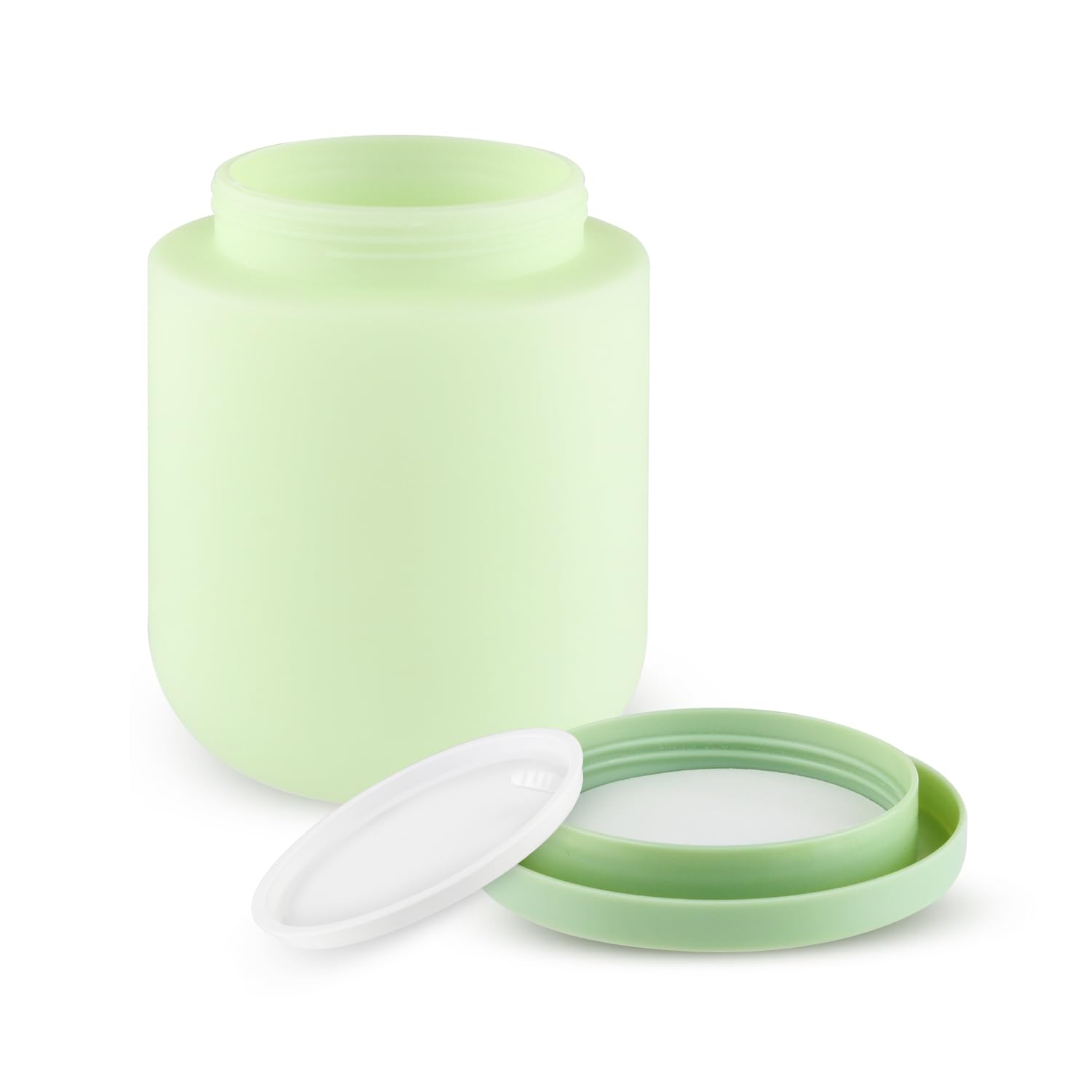 Photo 1 of 16.9oz/500g Plastic Containers Empty Cosmetic Jars Large Makeup Sample Storage Pot with Lid & Inner Liner for Lotion Cream Ointments DIY Makeup Travel - 3 Pcs-Green